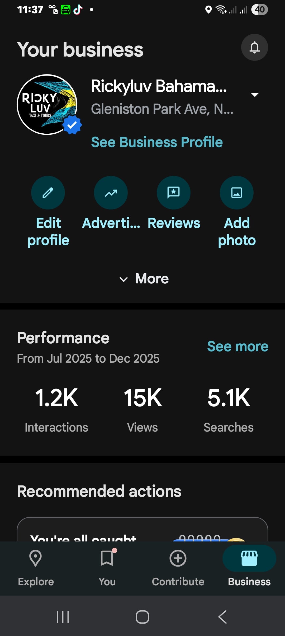 Latest Google performance snapshot – live weekly update for Rickyluv Bahamas Taxi & Tours in Nassau, Bahamas